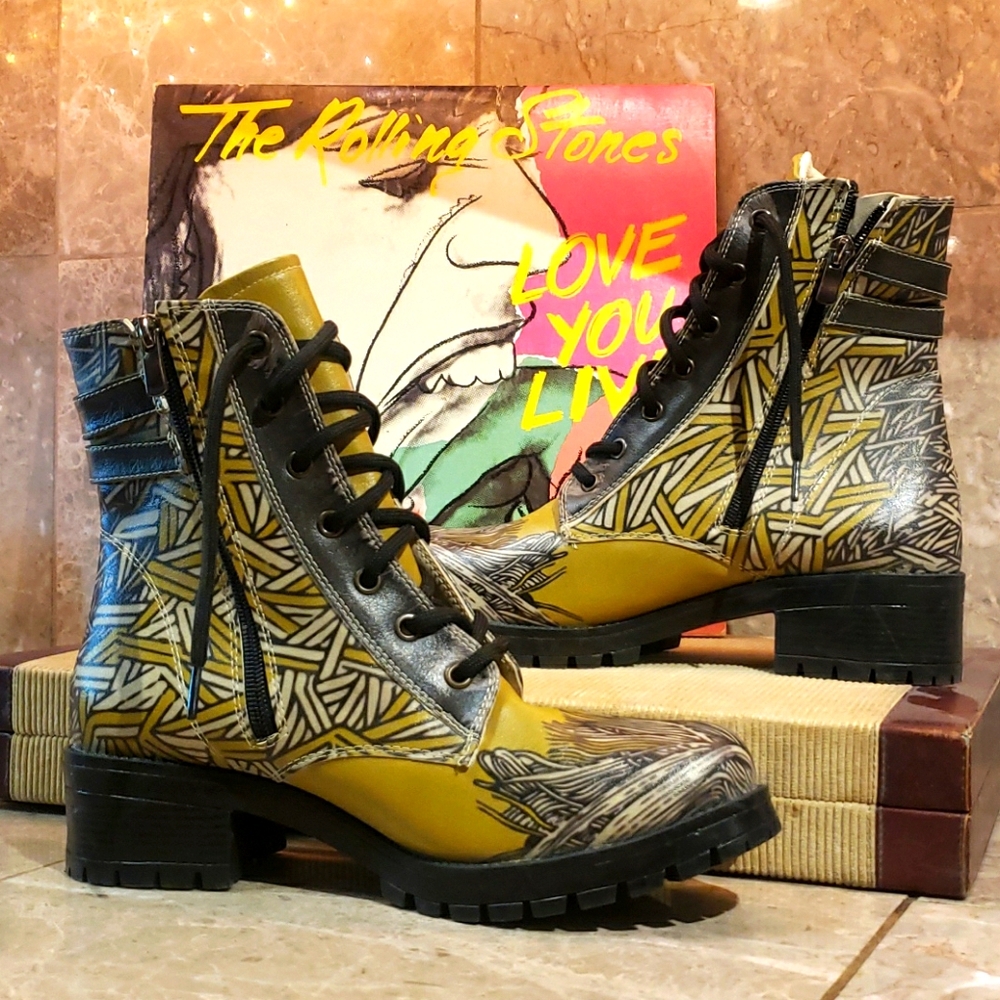 Wild Printed Laced Zip Up Boots